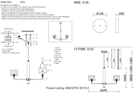 Crystal Lux Люстры Crystal Lux MAESTRO SP-PL5 GOLD