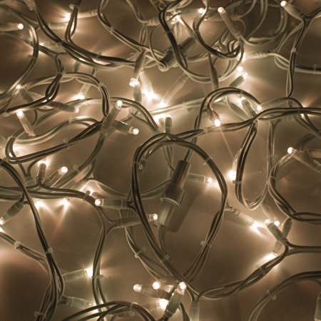 Гирлянда светодиодная Нить 20м 200 LED ТЕПЛЫЙ БЕЛЫЙ белый каучук IP67 постоянное свечение 24В соединяется NEON-NIGHT нужен транс-ор 531-100/531-311/531-312