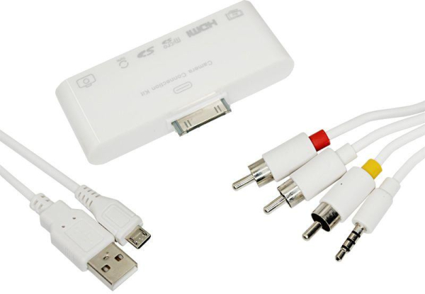 Адаптер AV 6 в 1 для iPhone 4/4S на HDMI USB microSD SD 3.5мм microUSB 40-0103