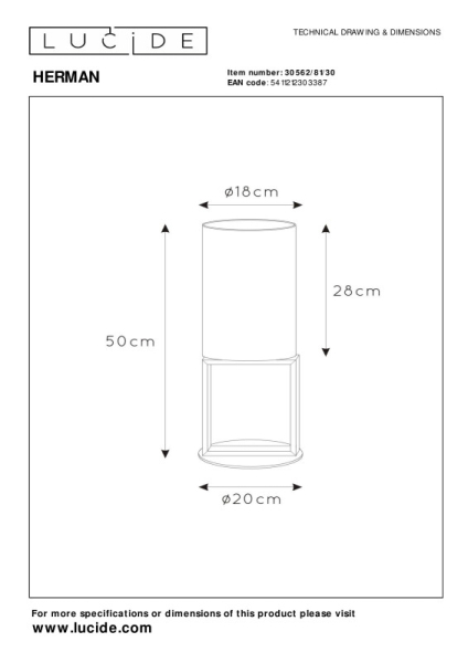 Настольная лампа LUCIDE 30562/81/30