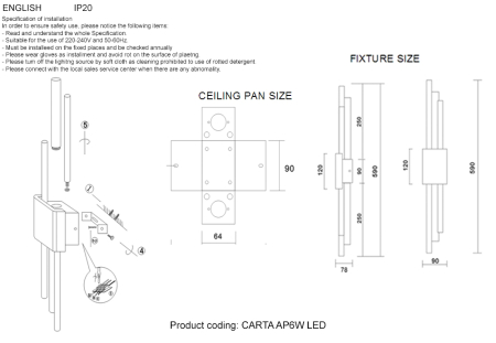 Crystal Lux Бра Crystal Lux CARTA AP6W LED WHITE/CHROME