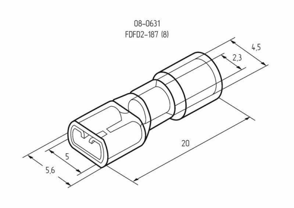 Клемма плоская полностью изолированная РППи-м 2.5-(4.8)/РпИмп 2-5-0,8 гнездо 5.6 мм 1.5-2.5 мм² REXANT