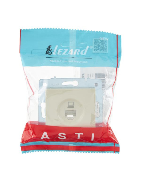 Розетка компьютерная 1-м СП ASTI IP20 RJ45 механизм Cat 5e крем. LEZARD 7081-0388-139