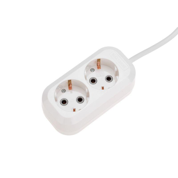 Удлинитель 2 гнезда, 3м, 3х0,75мм², с/з, белый PROconnect