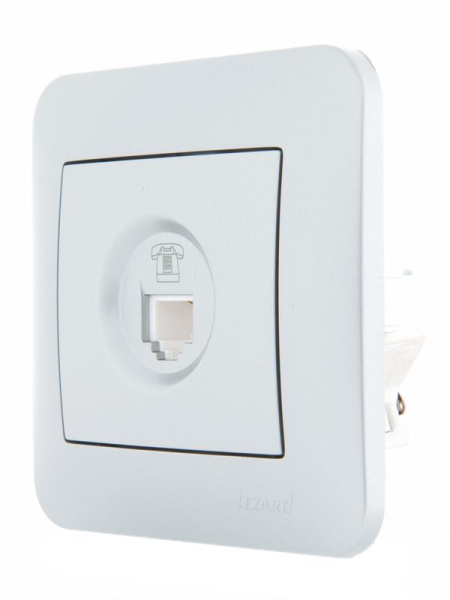 Розетка телефонная 1-м СП Karina RJ11 механизм матов. серебр. LEZARD 707-4388-137