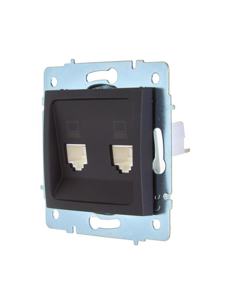 Розетка компьютерная 2-м СП ASTI IP20 RJ45 механизм черн. бархат LEZARD 7081-4288-141