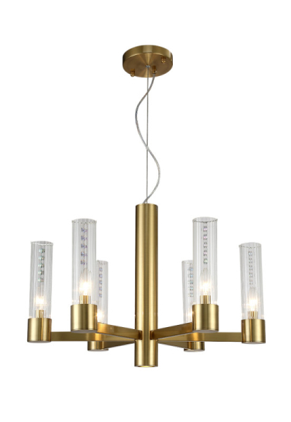 Подвесная люстра Crystal Lux OTONO SP6+1 BRASS/TRANSPARENTE