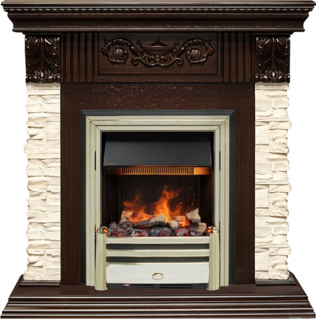 Dimplex Каминокомплект Luxemburg (каменный) - Сланец/Темный дуб с очагом Cavendish