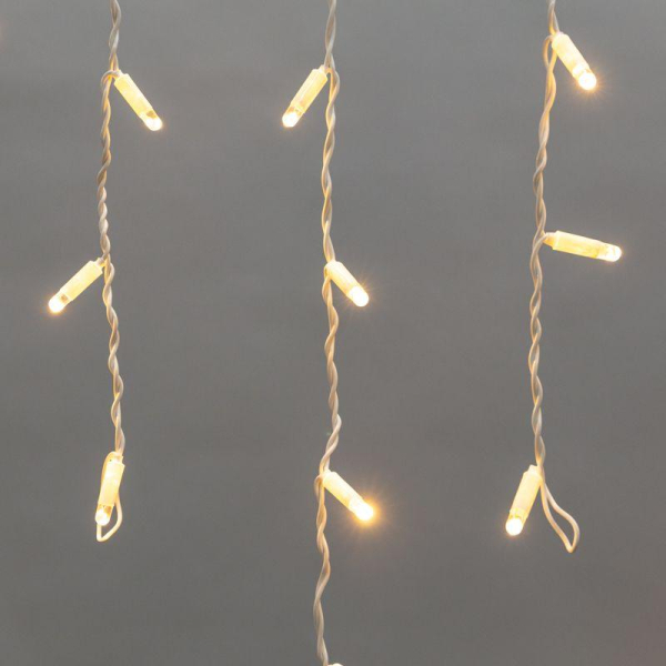 Гирлянда светодиодная Бахрома (Айсикл) 1,8х0,5м 48 LED ТЕПЛЫЙ БЕЛЫЙ белый ПВХ IP65 постоянное свечение 230В блок в комплекте NEON-NIGHT