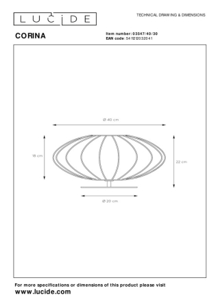 Настольная лампа LUCIDE 03547/40/30