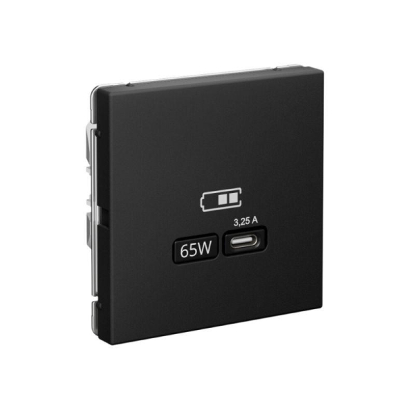 Розетка USB ArtGallery тип C 65Вт QC PD высокоскор. ЗУ механизм карбон SE GAL001027