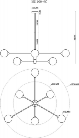 Люстра на штанге MyFar MR1100-6C