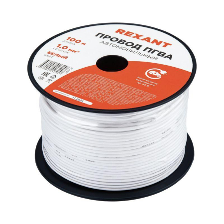 Провод ПГВА 1х1,00мм², белый, бухта 100м REXANT
