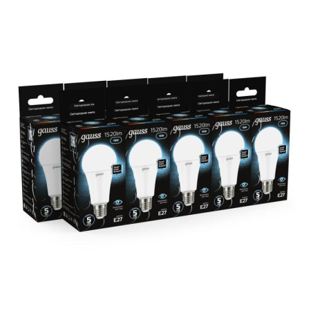 Лампа светодиодная Black 16Вт A60 грушевидная 4100К нейтр. бел. E27 1520лм GAUSS 102502216