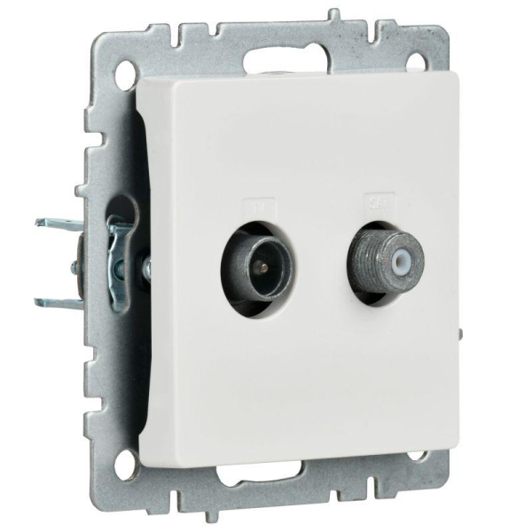 Розетка телевизионная TV/SAT 2-м Brite РТВ/РСп12-БрБ механизм бел. IEK BR-AF20-O-K01