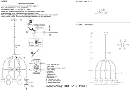 Crystal Lux Люстра Crystal Lux TRUENA SP-PL6+1 NICKEL