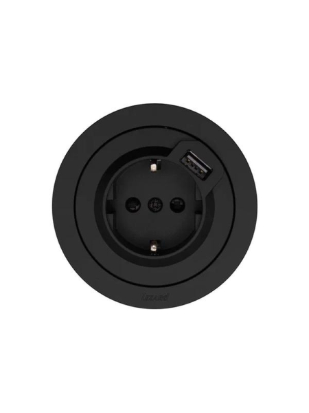 Розетка 1-м СП OSEN с заземл. + USB разъем механизм черн. бархат LEZARD 743-4288-181