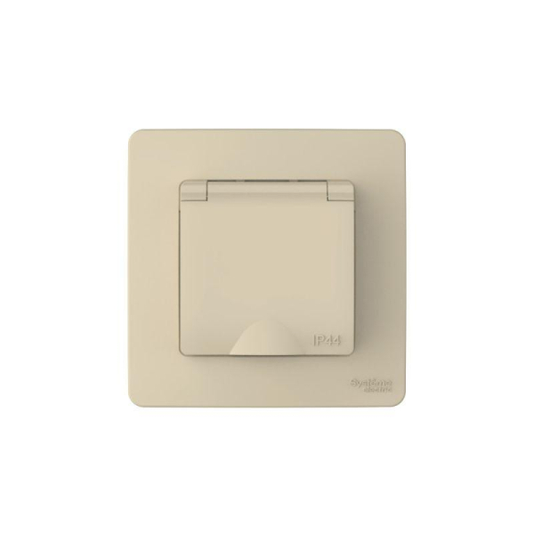 Розетка 1-м СП Blanca 16А IP44 250В с заземл. защ. шторки с крышкой беж. SE BLNRS441117