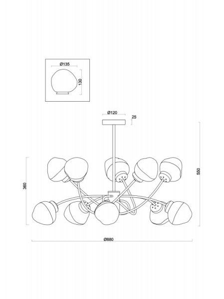 Люстра на штанге Freya FR8017PL-10MG