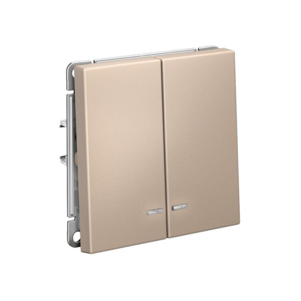 Выключатель 2-кл. ArtGallery (сх. 5а) 10AX с подсветкой быстрозажим. клем. механизм песочн. SE GAL001253S