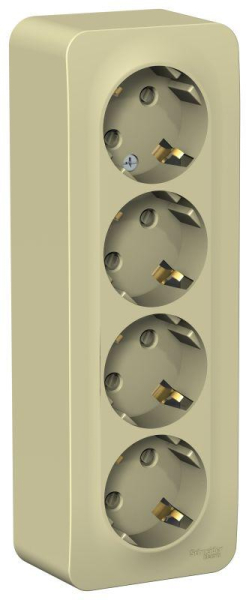 Розетка 4-м ОП Blanca 16А IP20 250В с заземл. защ. шторки с изолир. пластиной беж. SE BLNRA011417