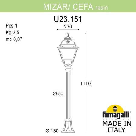 Садово-парковый светильник Fumagalli U23.151.000.AXF1R