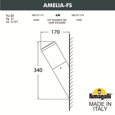 Светильник настенный Fumagalli DR2.571.000.LYF1R