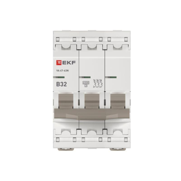 Выключатель автоматический 3п B 32А 4.5кА ВА 47-63N PROxima EKF M634332B