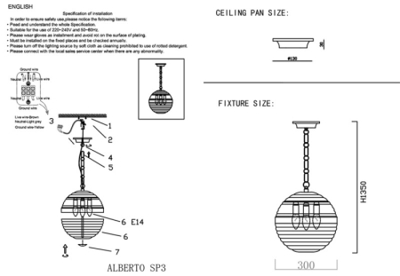 Подвесной светильник Crystal Lux ALBERTO SP3 CHROME/TRANSPARENTE