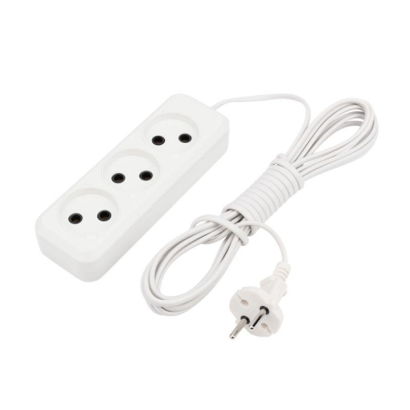 Удлинитель 3 гнезда, 5м, 2х0,75мм², б/з, белый REXANT