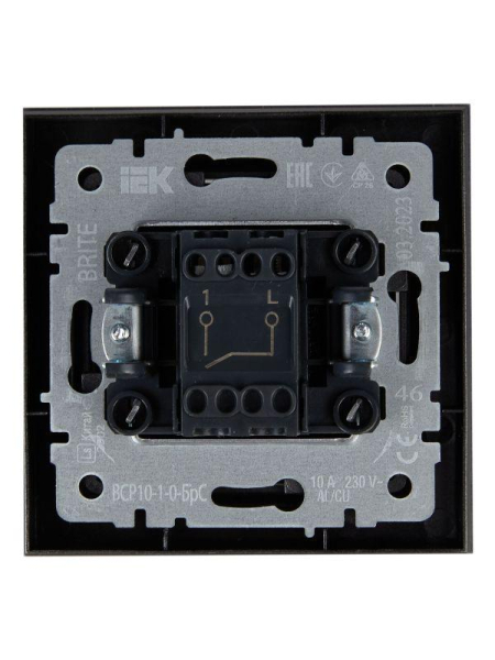 Выключатель 1-кл. СП BRITE ВСР10-1-0-БрС 10А в сборе сталь IEK BR-V10-0-10-K46-F