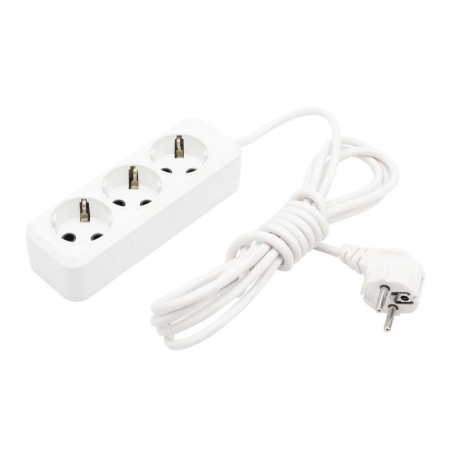 Удлинитель 3 гнезда, 3м, 3х1,0мм², с/з, белый REXANT