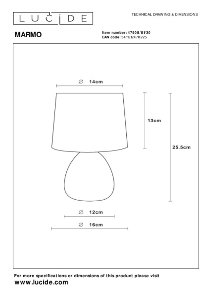 Настольная лампа LUCIDE 47508/81/30