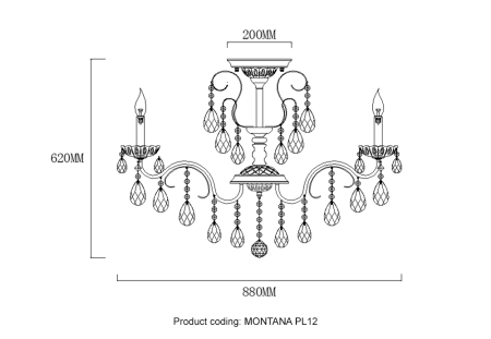 Crystal Lux Светильник потолочный Crystal Lux MONTANA PL12