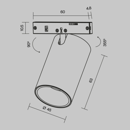 Светильник на шине Maytoni Technical TR187-1-9W3K-M-B