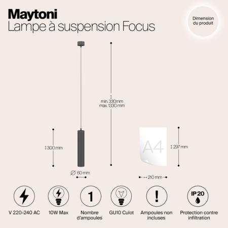 Подвесной светильник Maytoni Technical P075PL-01B