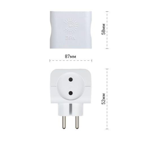 Разветвитель 4-м без заземл. 16А IP20 SP-4-W бел. Эра Б0005103