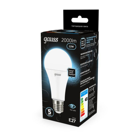 Лампа светодиодная Black 22Вт A70 грушевидная 4100К нейтр. бел. E27 2000лм GAUSS 102502222