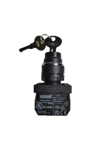 Кнопка с ключом 2-0-1 ключ вынимается в положении 0 (1НО+1НЗ) EMAS B102AA30