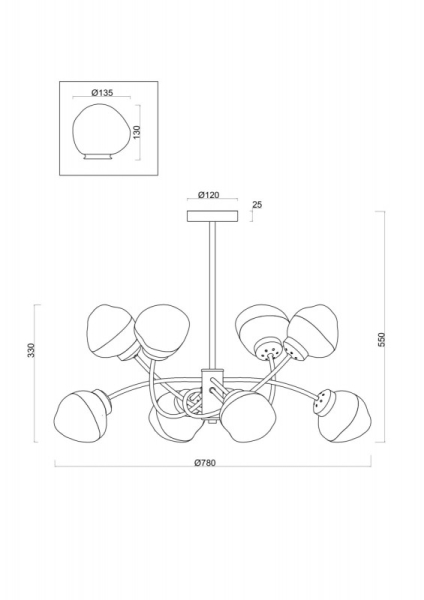 Люстра на штанге Freya FR8017PL-08MG