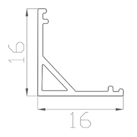Профиль угловой алюминиевый 1616-2 2м Rexant 146-231