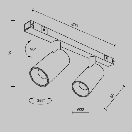 Светильник на шине Maytoni Technical TR176-1-2X5WTW-M-B