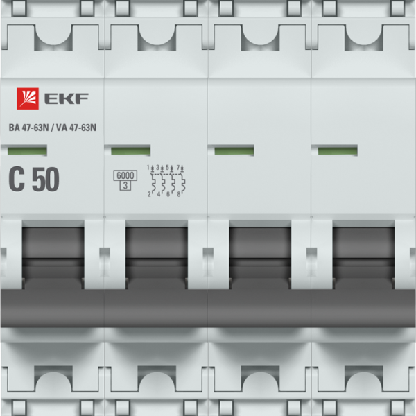 Выключатель автоматический модульный 4п C 50А 6кА ВА 47-63N PROxima EKF M636450C
