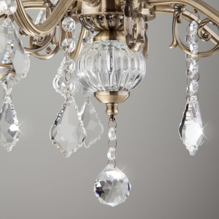 Подвесная люстра Eurosvet 3281/5 античная бронза/прозрачный хрусталь Strotsk