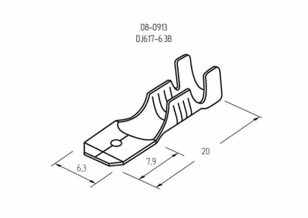 Клемма плоская (штекер-6.3мм) 1-1.5кв.мм (DJ617-6.3B) Rexant 08-0913