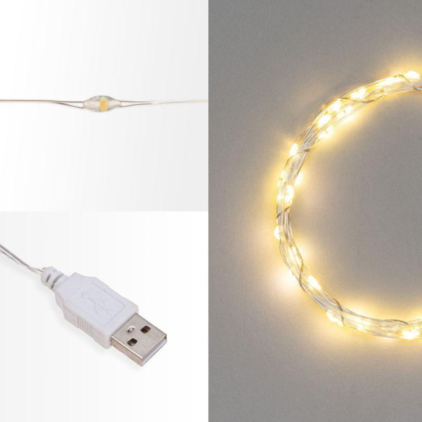 Гирлянда светодиодная "Роса" 5м 50LED тепл. бел. 0.5Вт IP20 USB Neon-Night 315-966