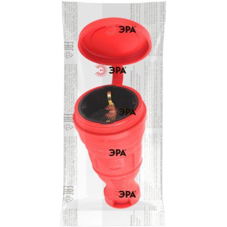 Разъем каучуковый R8-RED-IP44 с/з прямой 16А IP44 красн. Эра Б0044548