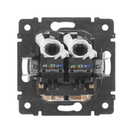 Розетка компьютерная 2-м СП Valena RJ45 кат.5E UTP на захватах механизм бел. IEK 774231