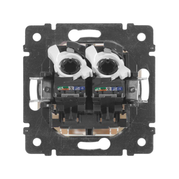 Розетка компьютерная 2-м СП Valena RJ45 кат.5E UTP на захватах механизм бел. IEK 774231