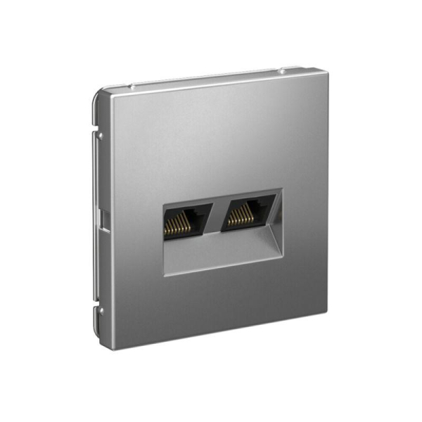 Розетка компьютерная 2-м ArtGallery RJ45 + RJ45 кат.5E механизм сталь SE GAL000985